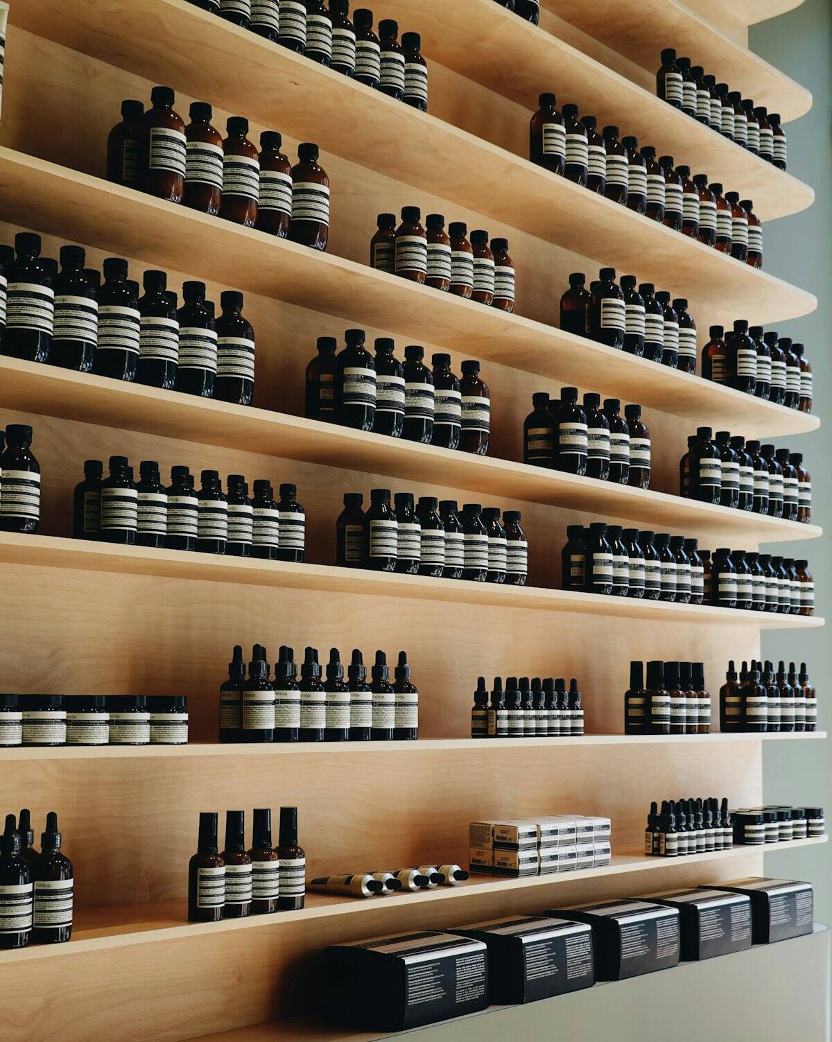Rows of stocked product shelves inside a distribution facility