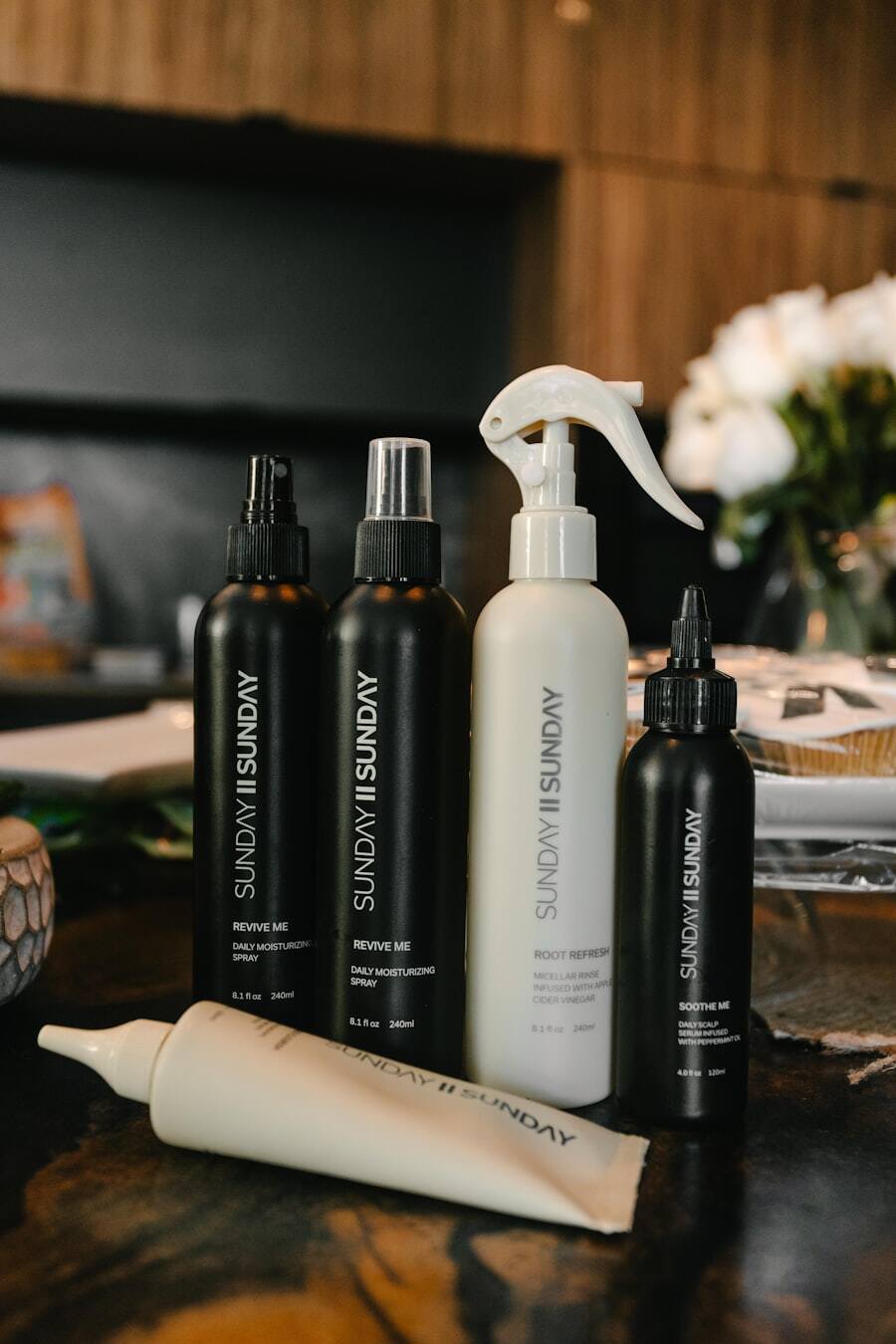 Premium skincare bottles arranged in a row